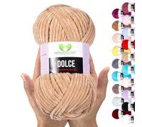 MeriWoolArt® Filato Ciniglia per Maglieria e Uncinetto Sabbia - 100g 120m Lana Vellutata - 100% Poliestere Soffice per Amigurumi, Cuscini, Coperte e Abbigliamento Morbido