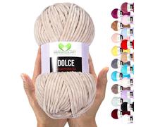 MeriWoolArt® Filato Ciniglia per Maglieria e Uncinetto Sabbia Chiaro - 100g 120m Lana Vellutata - 100% Poliestere Soffice per Amigurumi, Cuscini, Coperte e Abbigliamento Morbido