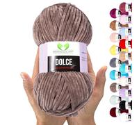 MeriWoolArt® Filato Ciniglia per Maglieria e Uncinetto Sabbia Scuro - 100g 120m Lana Vellutata - 100% Poliestere Soffice per Amigurumi, Cuscini, Coperte e Abbigliamento Morbido