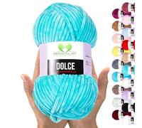 MeriWoolArt® Filato Ciniglia per Maglieria e Uncinetto Turchese - 100g 120m Lana Vellutata - 100% Poliestere Soffice per Amigurumi, Cuscini, Coperte e Abbigliamento Morbido