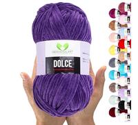 MeriWoolArt® Filato Ciniglia per Maglieria e Uncinetto Viola Scuro - 100g 120m Lana Vellutata - 100% Poliestere Soffice per Amigurumi, Cuscini, Coperte e Abbigliamento Morbido