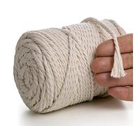 MeriWoolArt Filato macramè, 4 mm, 75 m, colore naturale, filo di cotone spesso, per arazzo da parete macramè, fioriere, tende e altro ancora fai da te (colore naturale, 4 mm x 75 m)