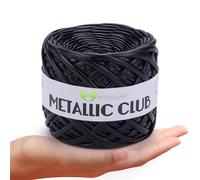 MeriWoolArt® Filato Premium Metallic T-Shirt, Poliestere di Alta Qualità, Aspetto Pelle, Filato per Maglieria, 6-8 mm x 55 m Filato Tessile per Borse, Accessori Brillanti