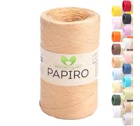 MeriWoolArt Filato Rafia per Uncinetto - Papiro Carta 100g (130m) - Ideale Macramè, Cappelli, Borse, Progetti Fai-da-te Casa - Ecologico