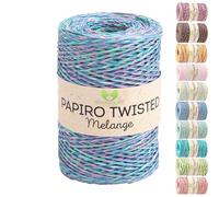 MeriWoolArt Filato Rafia per Uncinetto - Papiro Twisted Carta Ritorta 100g (170m) - Ideale Macramè, Cappelli, Borse, Progetti Fai-da-te Casa - Ecologico