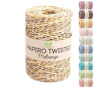 MeriWoolArt Filato Rafia per Uncinetto - Papiro Twisted Carta Ritorta 100g (170m) - Ideale Macramè, Cappelli, Borse, Progetti Fai-da-te Casa - Ecologico