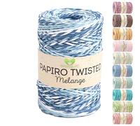 MeriWoolArt Filato Rafia per Uncinetto - Papiro Twisted Carta Ritorta 100g (170m) - Ideale Macramè, Cappelli, Borse, Progetti Fai-da-te Casa - Ecologico