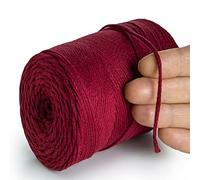 MeriWoolArt® Filo di Macramè Borgogna 2 mm x 250 m Corda di Cotone Riciclato, Cotone Morbido per la Realizzazione di Appendi Piante, Gioielli, Borse all'Uncinetto