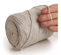 MeriWoolArt® Filo di Macramè Sabbia 2 mm x 250 m Corda di Cotone Riciclato, Cotone Morbido per la Realizzazione di Appendi Piante, Gioielli, Borse all'Uncinetto