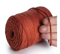 MeriWoolArt® Filo di Macramè Terra 2 mm x 250 m Corda di Cotone Riciclato, Cotone Morbido per la Realizzazione di Appendi Piante, Gioielli, Borse all'Uncinetto