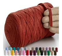 MeriWoolArt® - Nastro di cotone da 10 mm per maglieria, macramè, uncinetto, tessitura, nastro di cotone da 150 m (color terra)