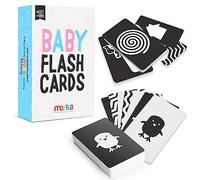 Merka Flashcard per Bambini ad Alto Contrasto - Set di 50 Flash Card in Bianco e Nero per la Stimolazione Visiva e lo Sviluppo Sensoriale - Strumento di Apprendimento per Bambini dai 18 Mesi in su