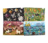 merka Set di tovagliette educative per bambini, antiscivolo, design oceano, spaziale, giungla, unicorni, tavolo da pranzo e cucina (spazio, spiaggia, Jungle, 17 x 11)