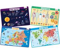 merka Tovagliette per bambini Tovaglietta educativa Antiscivolo Explorer Set Sistema solare Corpo umano Europa Mappa del mondo Tovaglietta in plastica in silicone per tavolo da pranzo e cucina