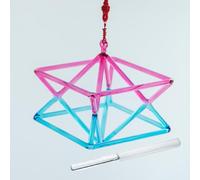 Merkaba di cristallo di canto curativo a doppio colore for la meditazione yoga, piramide di canto del chakra del quarzo con percussore di cristallo e cinghia sospesa(10inch)