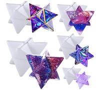 Merkaba Star Stampi in Silicone Resina 5-in-Set Vassoio Pietre Chakra 3D Dimensioni Assortite per Argilla Polimerica, Sapone, Candela, Collana di Cristallo Ciondolo Creazione di Gioielli
