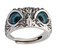 Merkts - Anello aperto a forma di gufo, in argento 925, con occhio di demonio, semplice design a forma di gufo, anello da uomo e donna, anello con gufo e anello regolabile, con apertura a forma di