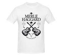 Merle Haggard - Maglietta a maniche corte da uomo, a girocollo, personalizzabile, bianco, L