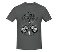Merle Haggard - Maglietta a maniche corte da uomo, a girocollo, personalizzabile, Rosa violaceo scuro, 3XL