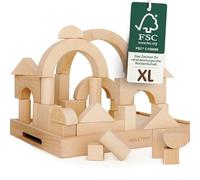 Merle Toys® Blocchi Costruzioni Legno per Bambini, Grandi Mattoncini Legno, Set da 30 Pezzi, Giocattoli Montessori Educativi per lo Sviluppo Motorio e Creativo, Blocchi Costruzioni Bambini 2 Anni