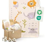 Merle Toys® - Coperta per Bambini in Cotone (100% Biologico), Regalo di Nascita per Bambina & Bambino, Regali di Nascita, Coperta per Neonati Certificata GOTS & OEKO-TEX, Amici della Savana 3D