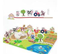 Merle Toys® Gioco da Infilare da 2 Anni, 12x Extra Grandi Figure, Gioco Legno Infilare, Giochi iInfilare Montessori, Animali Fattoria Legno Bambini, Giochi per Motricità Fine e Fantasia