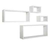 MERLINO Set 4 Mensole da Muro, Pensile Bagno, Mensola Parete, Scaffale Parete, 75x30 x 15.5, 60x25 x 15.5 e 2 da 25x15 x 15.5, Rovere Sbiancato - Made in Italy