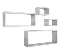 MENSOLA DA PARETE SCAFFALE CUBO SET 4 PEZZI ROVERE GRIGIO SALOTTO CAMERA MERLINO