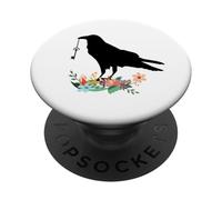 Merlo con corvo corvo chiave PopSockets PopGrip Adesivo