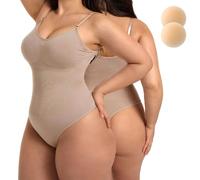 Merlvida Body Contenitivo Modellante Donna con Perizoma Shapewear Snellente Body Donna Senza Cuciture Thong Bodysuit Dimagrante Tanga Shaper Intimo Pancia Piatta Spallino Regolabile
