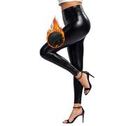 Merlvida Leggins Pelle Donna Vita Alta Pantaloni Ecopelle Push Up Skinny Leggings Termici Donna Elastico PU Leather Pants Leggings Foderati Inverno
