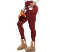Merlvida Leggins Termici Donna Invernali Pantaloni Termici con Fodera in Pile Leggings Sportivi Donna a Vita Alta Felpati Collant Caldi Morbidi Leggings Push Up con Tasche