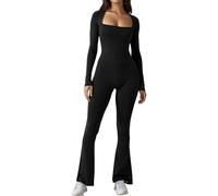 Merlvida Tuta Intera Donna Sportiva Maniche Lunghe Tuta Completa Senza Cuciture Completo Palestra Jumpsuit Elegante Body Sexy Aderente Abbigliamento Sportivo Yoga Gym Workout