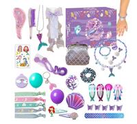 Mermaid Advent Christmas Countdown Calendar 24 Days, Jewelry Accessories Box, Dress Up Play Jewelry Set, Ideal for Kids, Holiday Celebration, Stocking Stuffer Surprise, Multicolored