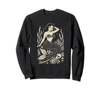Mermaid And Skeleton Felpa