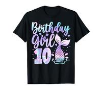 Mermaid Birthday Girl 10 Year Old Its My 10th Bday Maglietta