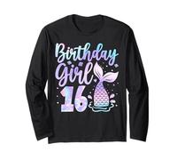 Mermaid Birthday Girl 16 Year Old Its My 16th Bday Maglia a Manica