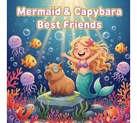 Mermaid & Capybara Best Friends: Coloring Book for kids, 50 image bold and easy design for cheldren girls and boys âges 4-10