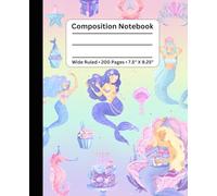 Mermaid Dreams Composition Notebook: Wide Ruled | 200 Pages | 7.5 x 9.25 inches | Cute Pastel Mermaid & Sea Creatures Cover for Girls, Kids, and Teens