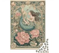Mermaid Fantasy Art Print-4 Puzzle Impossible 1000Pcs Decorazione Per La Casa. Rilassamento E Intelligence Per Adulti E Bambini Da 12 Anni 52x38cm/1000pcs