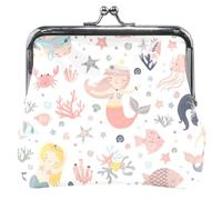 Mermaid Fantasy White Leather Mermaid Portafoglio personalizzato in pelle bianca per il cambio della serratura del bacio per monete, monete, UNITALLA Mermaid Fantasy White, UNITALLA Classic, Mermaid