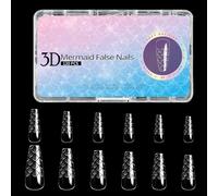 Mermaid Gel Nails, Almond Press on Nails, Long Press on Nails, Manicure Kit, Multi-Purpose Nail Kit, Gel Nail Tips, Press on Nail Tips, Daily Manicure for Shopping, Incontri, Work, Daily Life, Parti