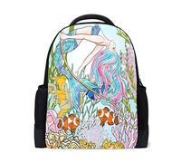 Mermaid Girl Travel Laptop Zaino Scuola Libro Borsa Subacquea Pesce Tropicale Stella Marina Causale Zaino Outdoor Business Escursionismo Zaini Campeggio Borse A Spalla Per Studenti Donne Uomini