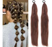 Mermaid Hair Extensions For Kids, Rainbow Wig Hair Braiding For Braiding, 26 Inch Colorful Ombre Mermaid Pony Tail Synthetic Hair Extensions For Girl Women All Ages (21)