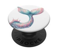 Mermaid Pastel Ocean Splash, coda arcobaleno, pinna a forma di sirena marina PopSockets PopGrip Adesivo