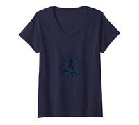 Mermaid Patrol Security Ocean Guardian Mitico Protector Maglietta con Collo a V, Donna, Navy, S