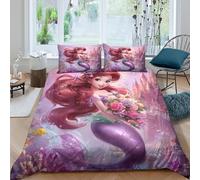 Mermaid PrincessSet Di Copripiumino morbida Set di 3 Pezzi stampa 3D con cerniera Fantasy Underwater copripiumino con federa traspirante ultra morbido e traspirante for bambini Single（135x200cm）