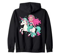Mermaid Riding A Unicorn Costume Beach Vibes Ragazzi Ragazze Bambini Felpa con Cappuccio