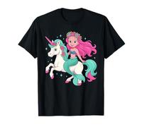 Mermaid Riding A Unicorn Costume Beach Vibes Ragazzi Ragazze Bambini Maglietta