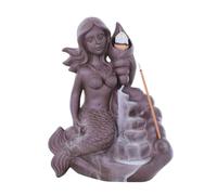 Mermaid Smoke Waterfall Incense Burner Ceramic Backflow Incense Holder Ornaments for Home Or Office Decoration